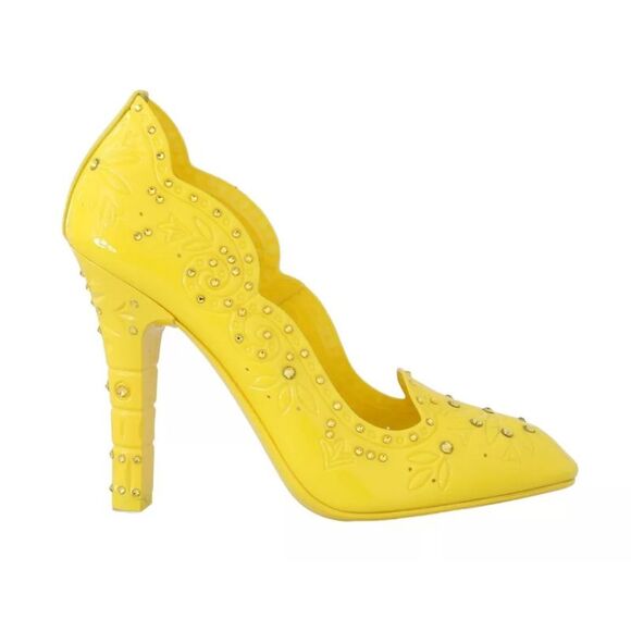 Dolce & Gabbana Yellow Crystal Heels CINDERELLA Women's Shoes - Picture 1 of 6